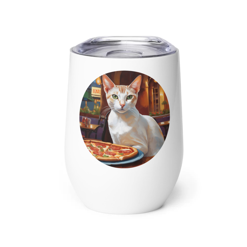 PugMug Custom White Abyssinian Cat Wine Tumbler