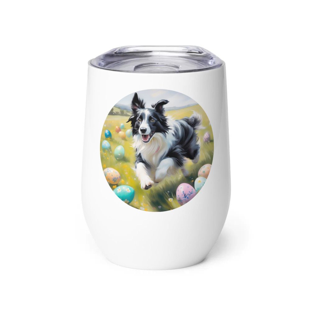 PugMug Custom Border Collie Wine Tumbler