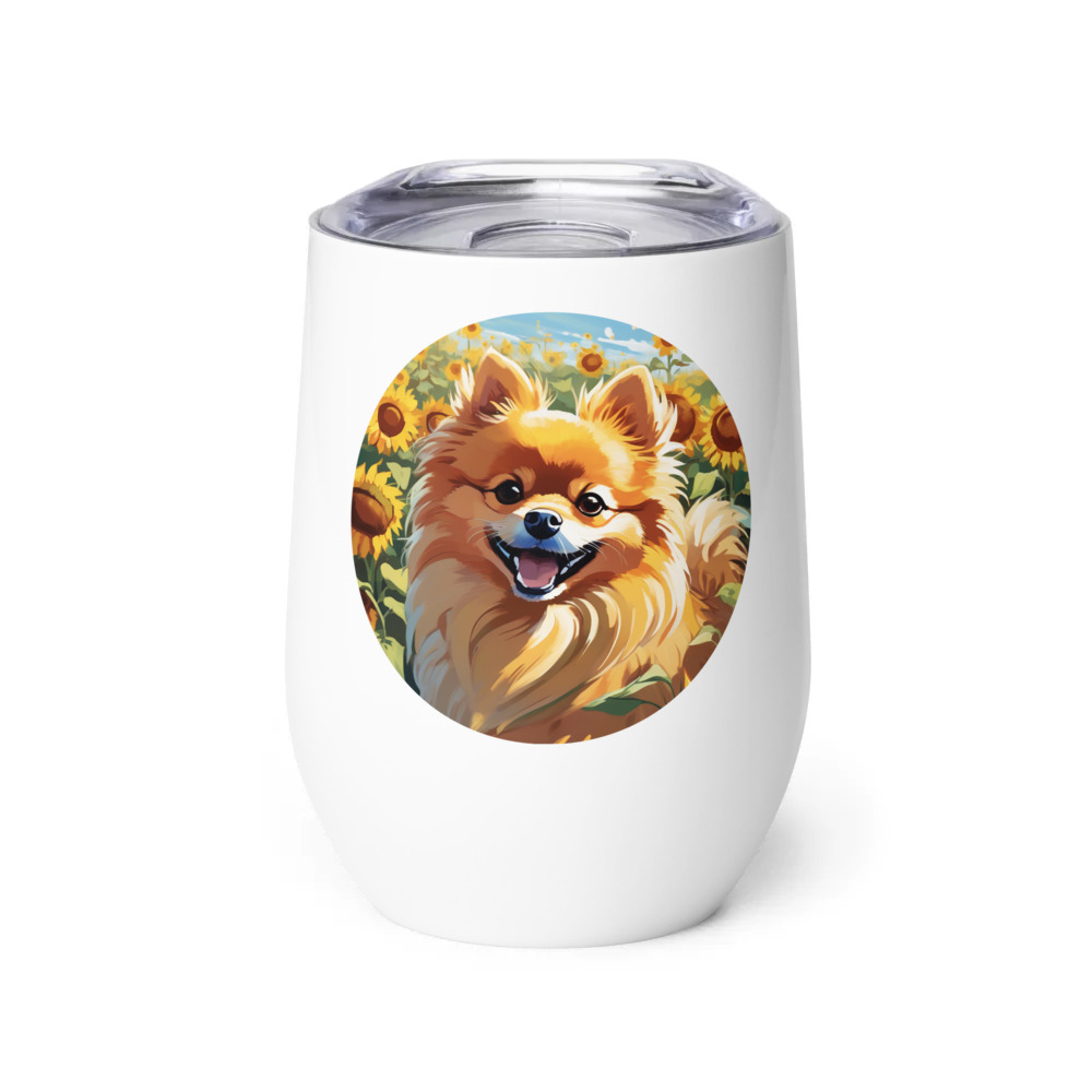 PugMug Custom Tan Pomeranian Wine Tumbler