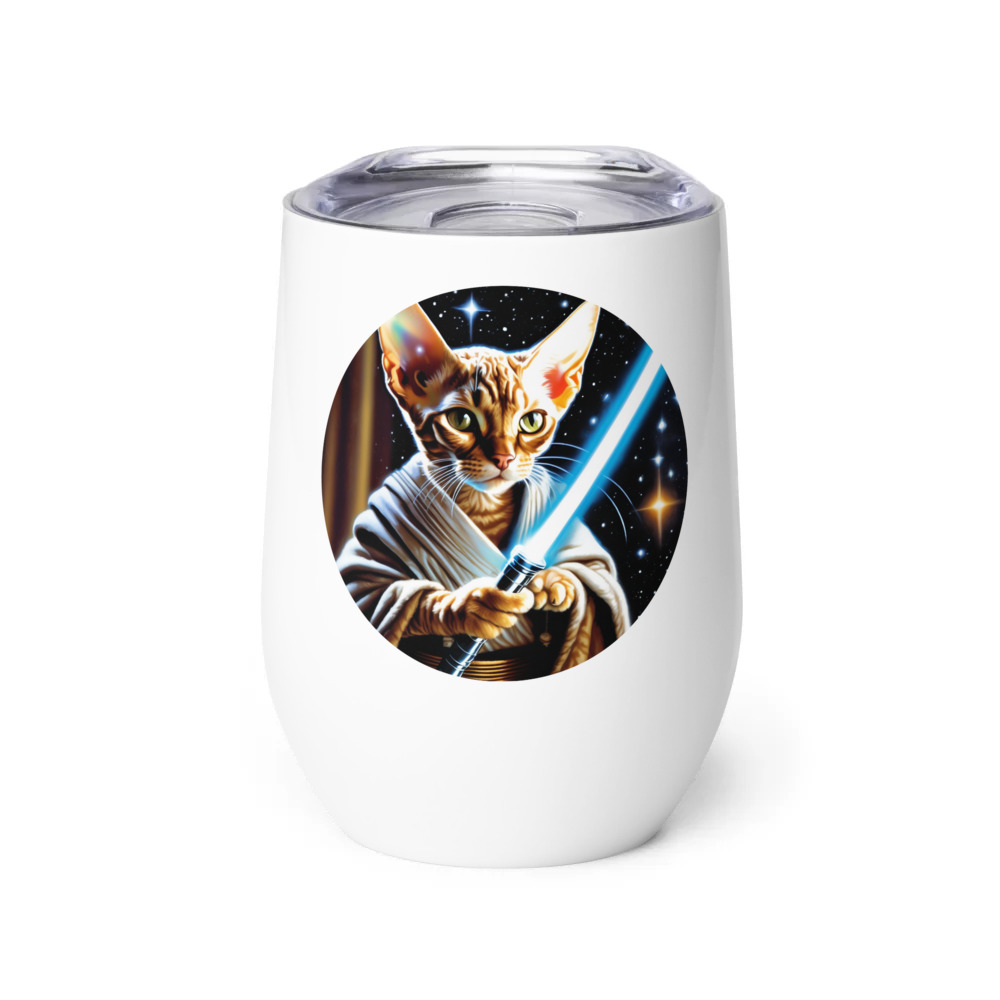 PugMug Custom Tabby Devon Rex Cat Wine Tumbler