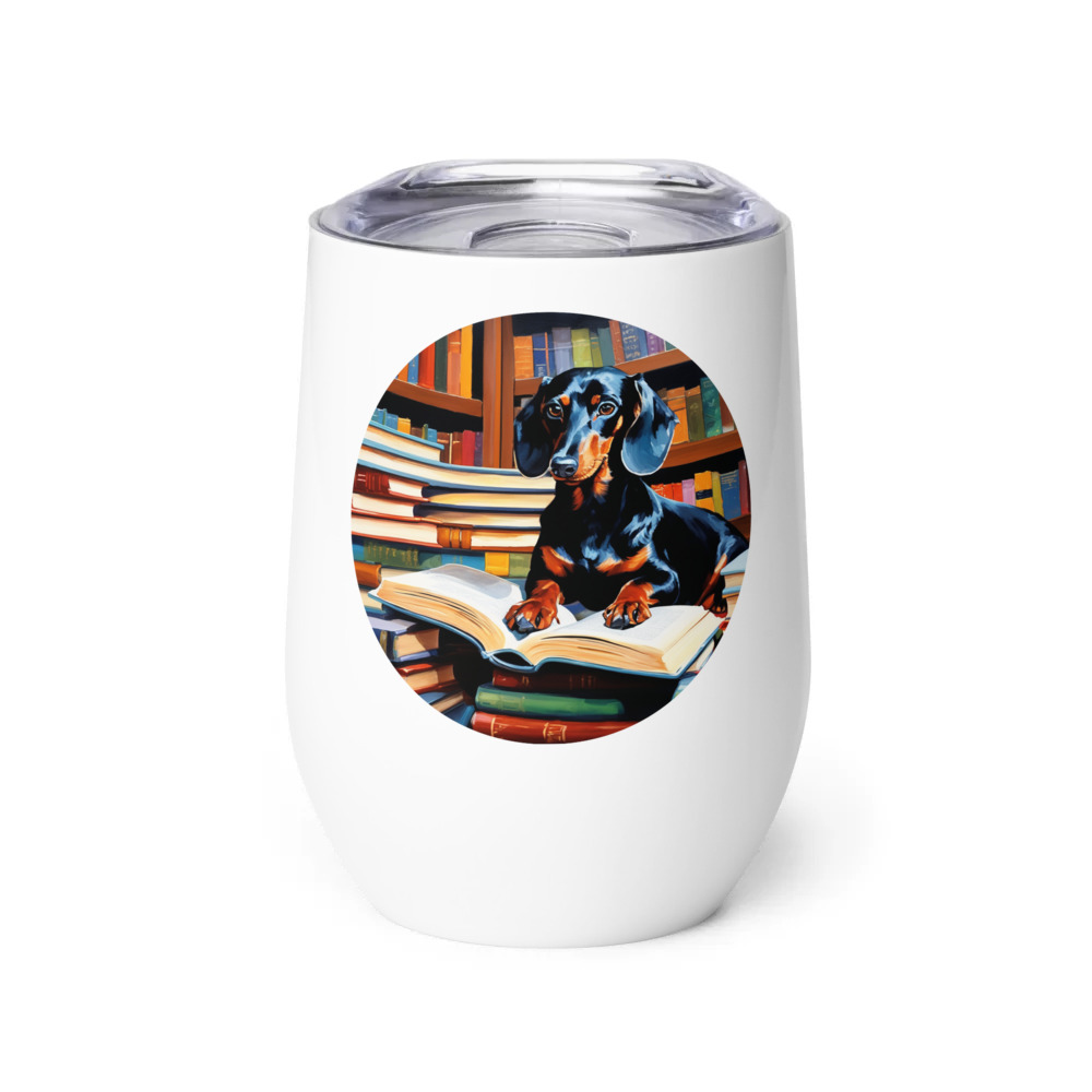 PugMug Custom Black Dachshund Wine Tumbler