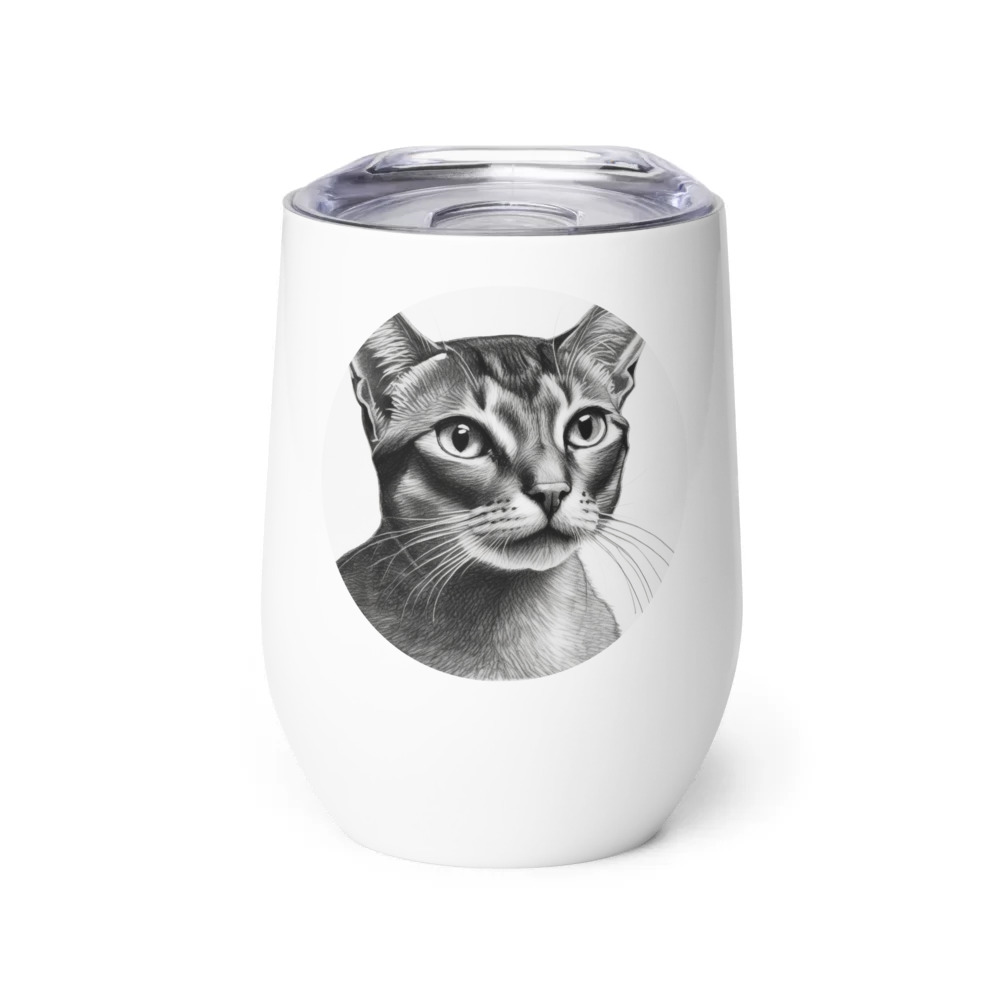 PugMug Custom Tabby Abyssinian Cat Wine Tumbler