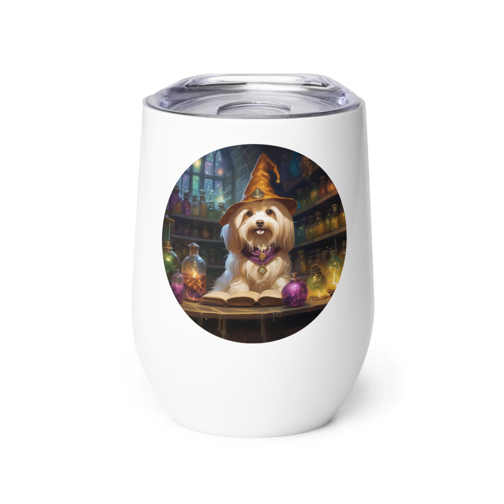 PugMug Custom Tan Havanese Dog Wine Tumbler