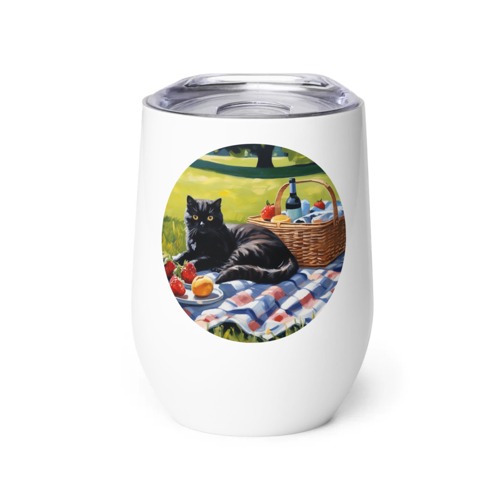 PugMug Custom Black Scottish Fold Cat Wine Tumbler