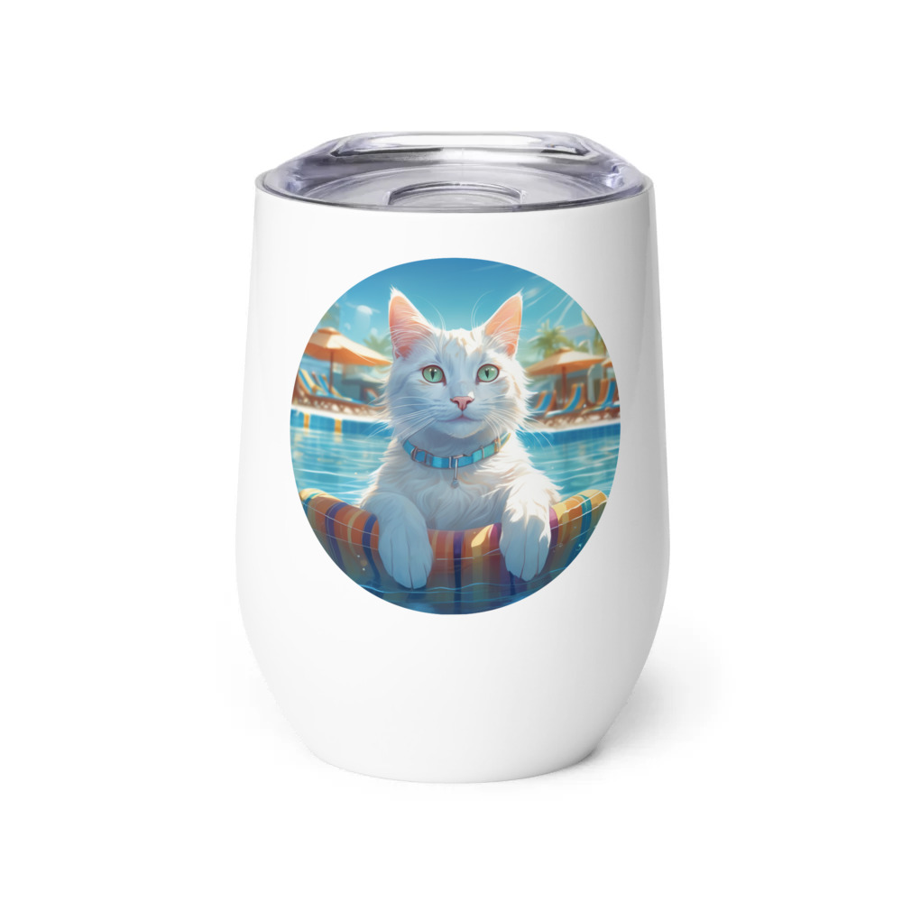 PugMug Custom White Companion Cat Wine Tumbler