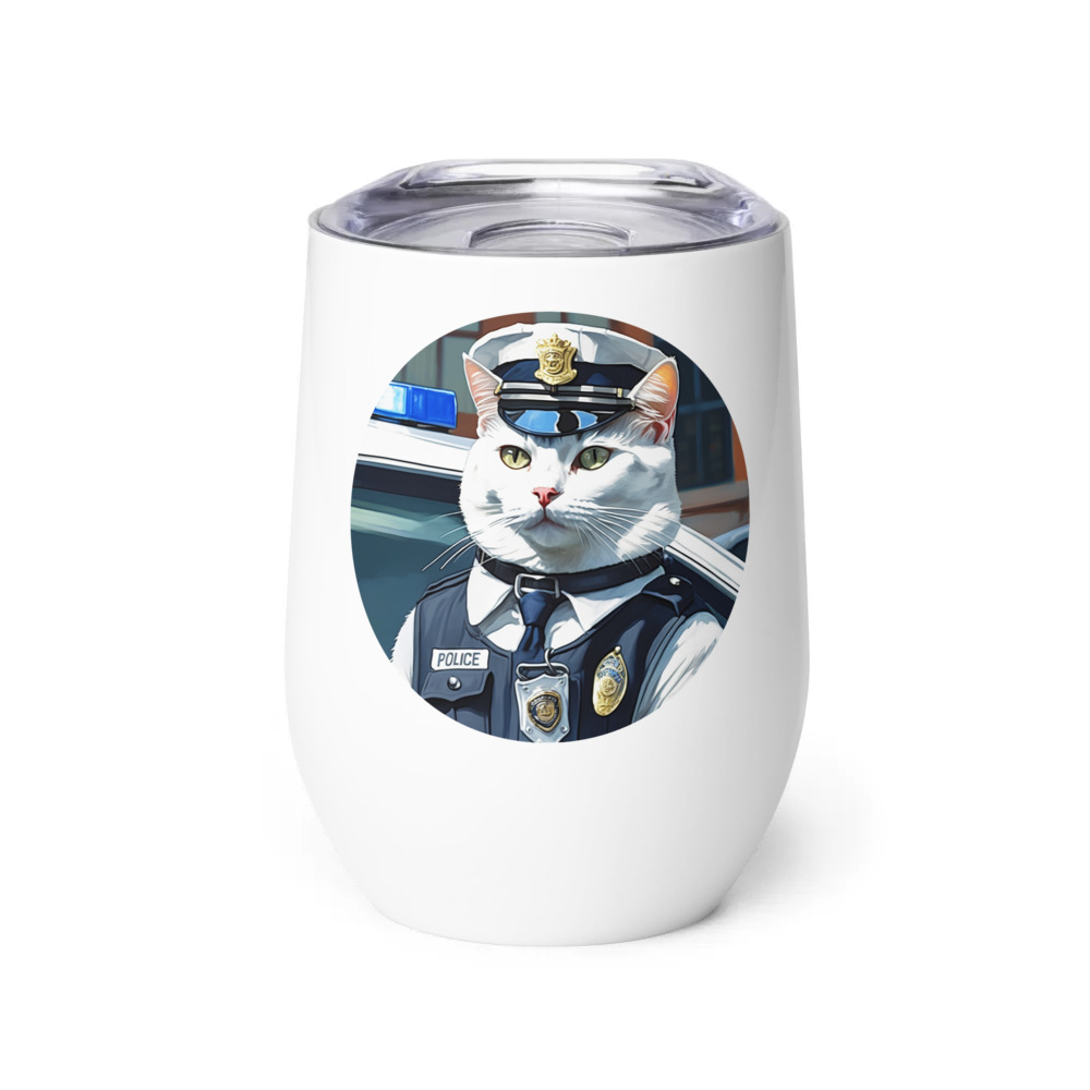 PugMug Custom White Companion Cat Wine Tumbler