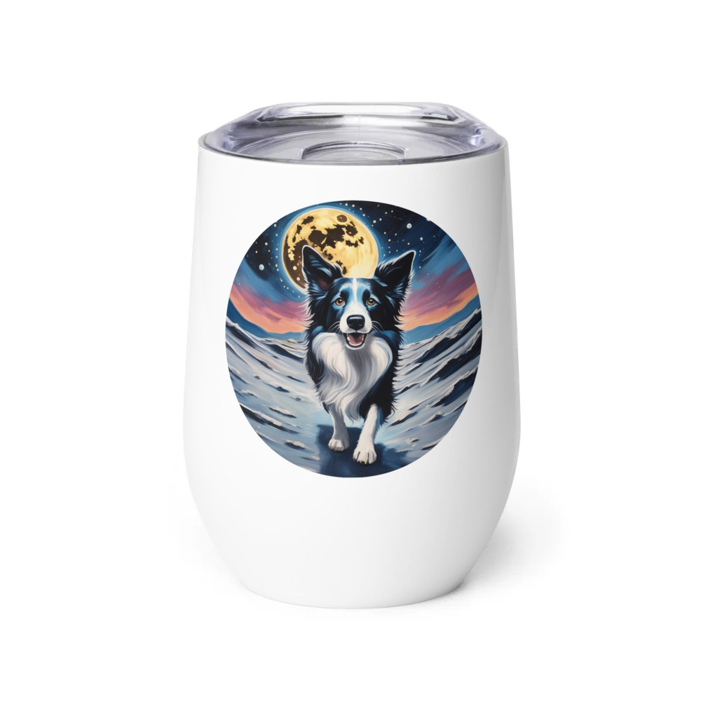 PugMug Custom Border Collie Wine Tumbler