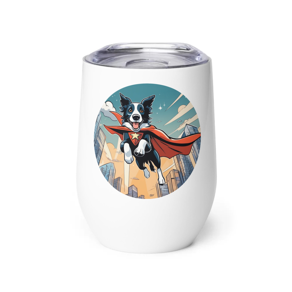 PugMug Custom Border Collie Wine Tumbler