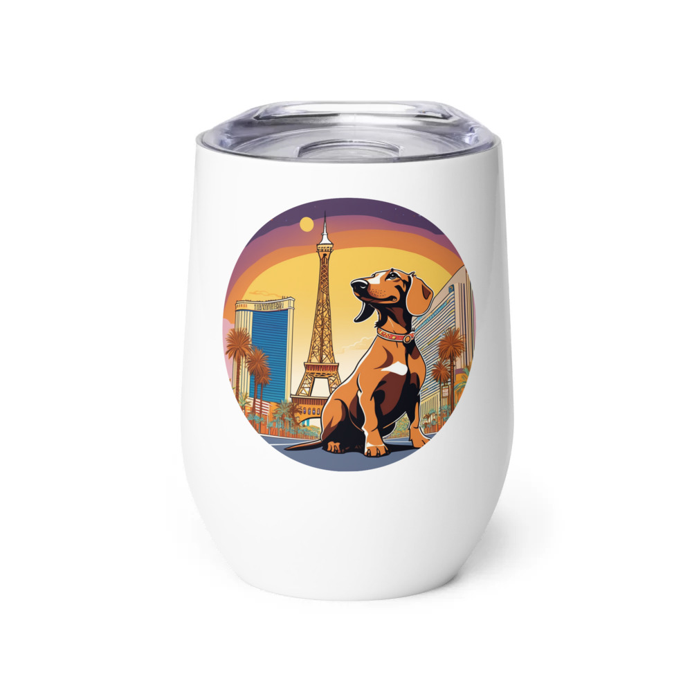 PugMug Custom Tan Dachshund Wine Tumbler
