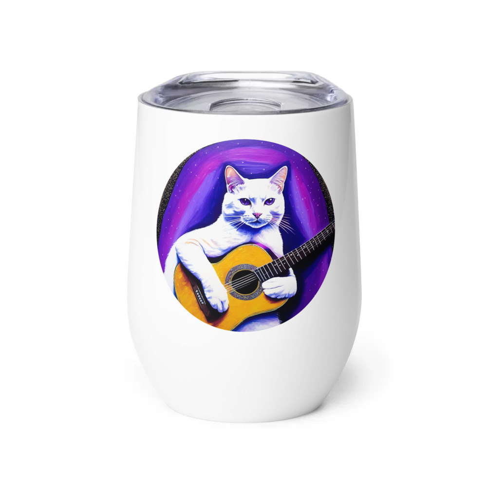 PugMug Custom White Companion Cat Wine Tumbler