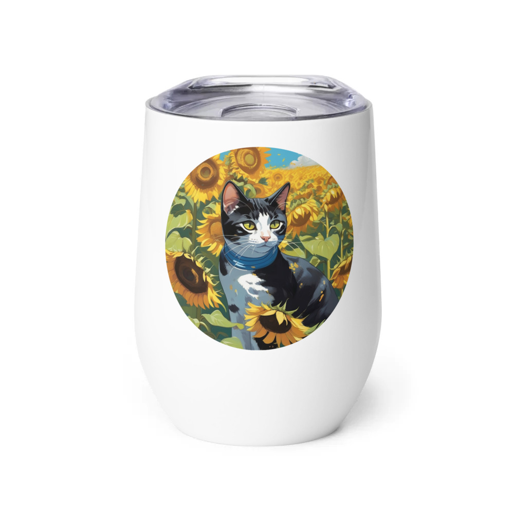 PugMug Custom Black American Shorthair Cat Wine Tumbler