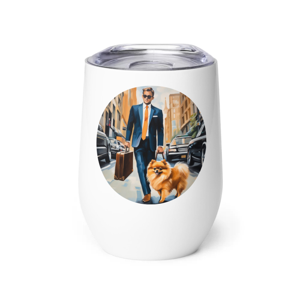PugMug Custom Tan Pomeranian Wine Tumbler