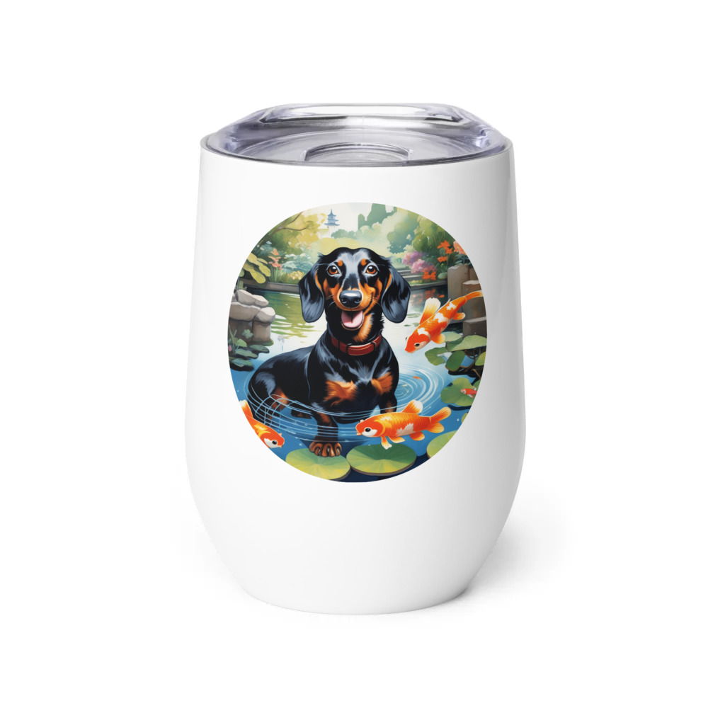PugMug Custom Black Dachshund Wine Tumbler