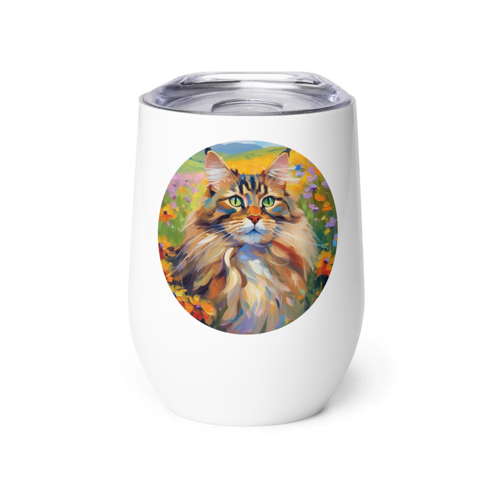 PugMug Custom Tabby Maine Coon Cat Wine Tumbler