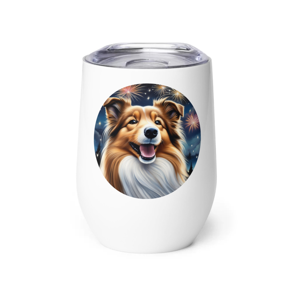 PugMug Custom Shetland Sheepdog Wine Tumbler