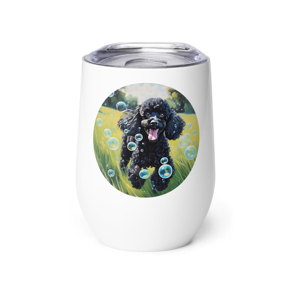 PugMug Custom Black Poodle Wine Tumbler