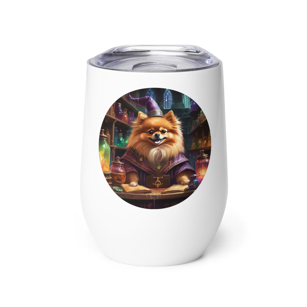 PugMug Custom Tan Pomeranian Wine Tumbler
