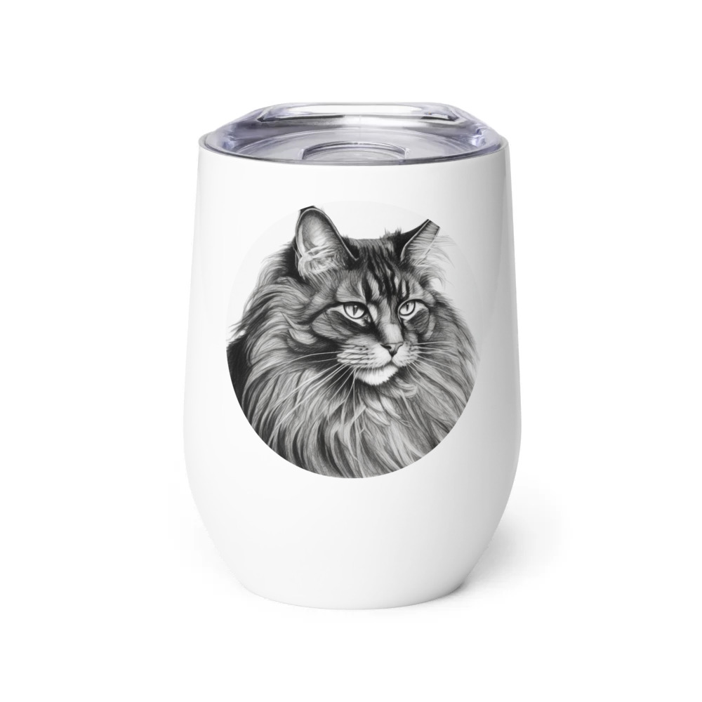 PugMug Custom Black Maine Coon Cat Wine Tumbler