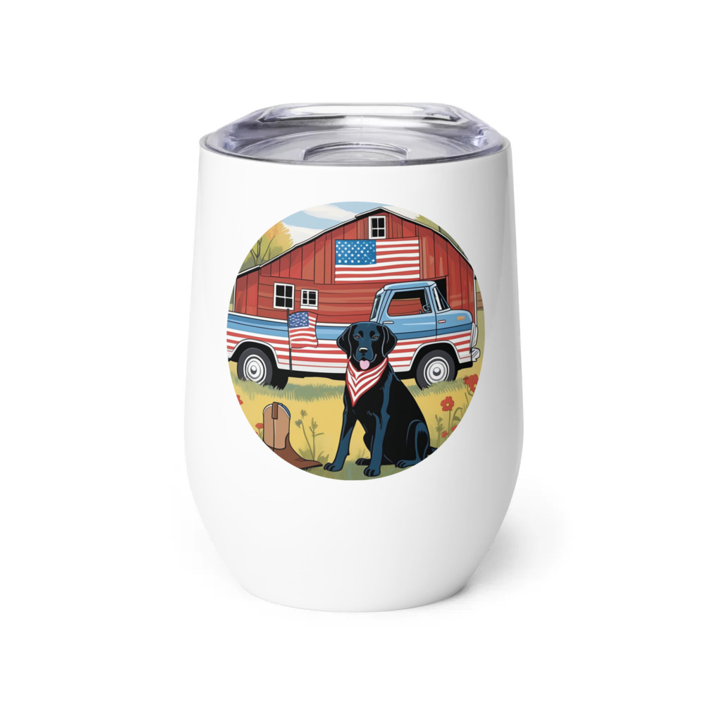 PugMug Custom Black Labrador Retriever Wine Tumbler