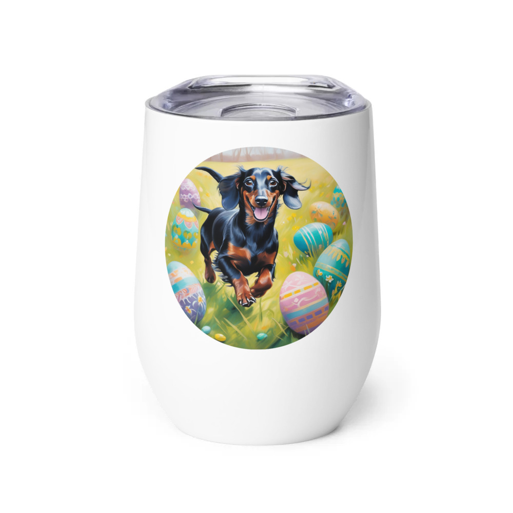 PugMug Custom Black Dachshund Wine Tumbler