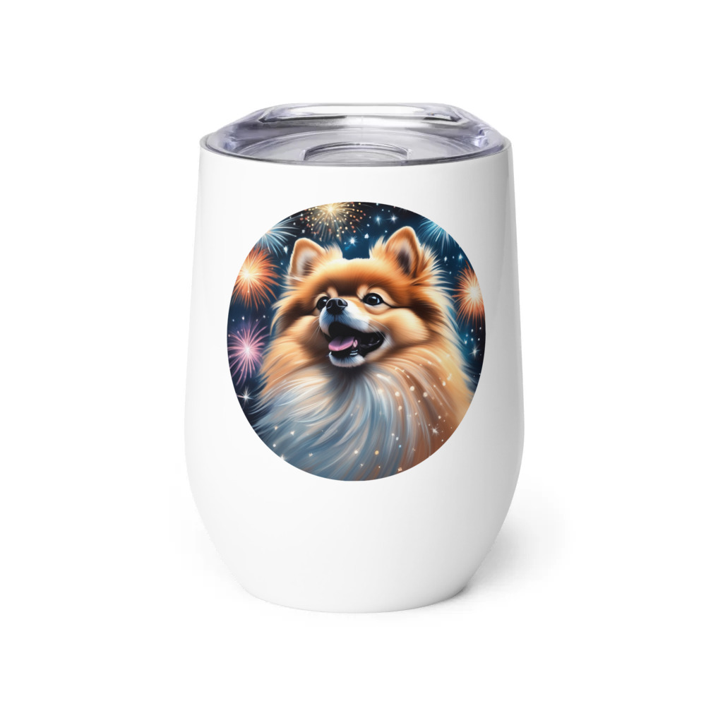 PugMug Custom Tan Pomeranian Wine Tumbler
