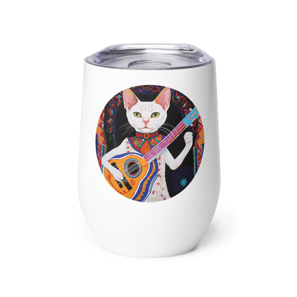 PugMug Custom White Devon Rex Cat Wine Tumbler