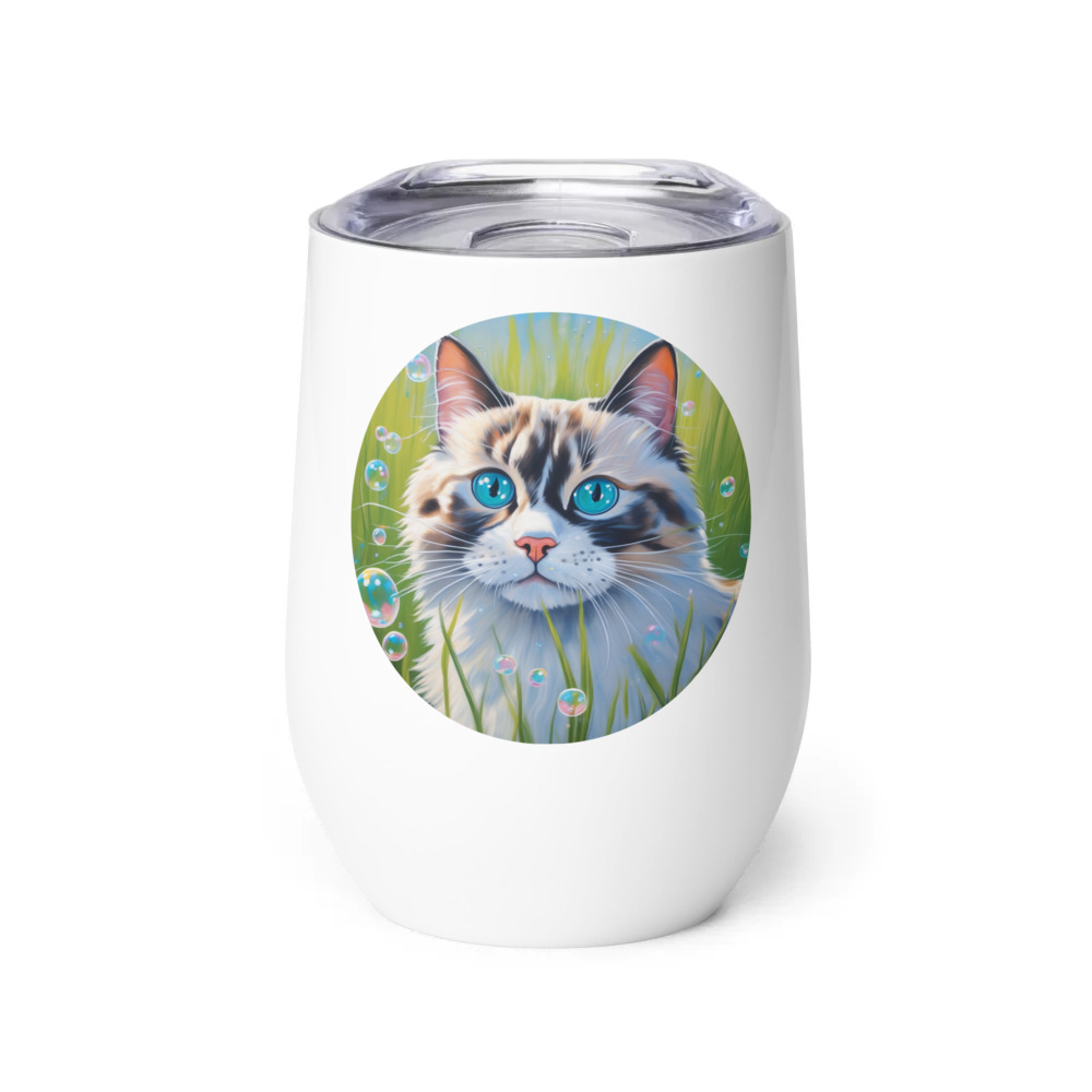 PugMug Custom Tabby Ragdoll Cat Wine Tumbler