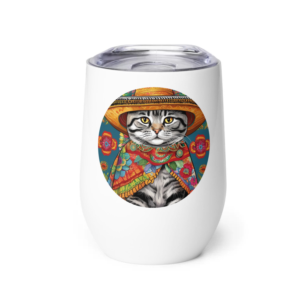 PugMug Custom Tabby Scottish Fold Cat Wine Tumbler
