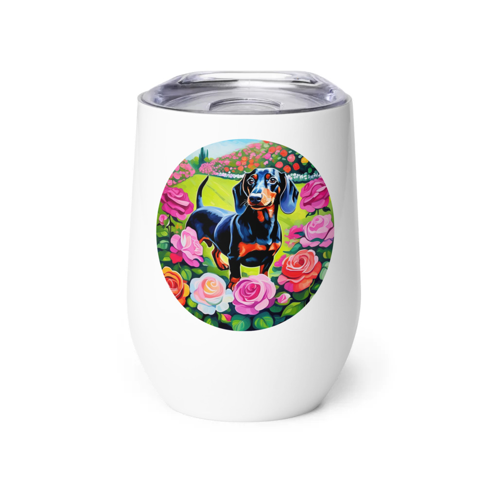 PugMug Custom Black Dachshund Wine Tumbler