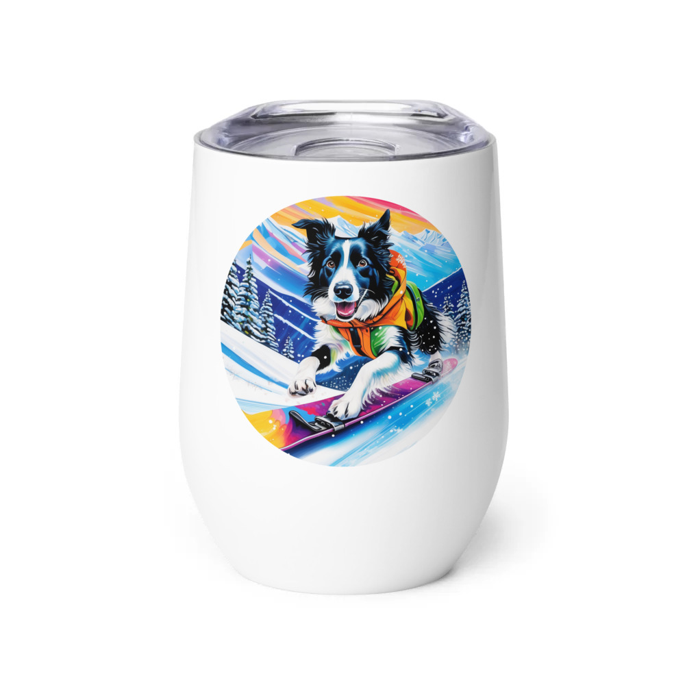 PugMug Custom Border Collie Wine Tumbler