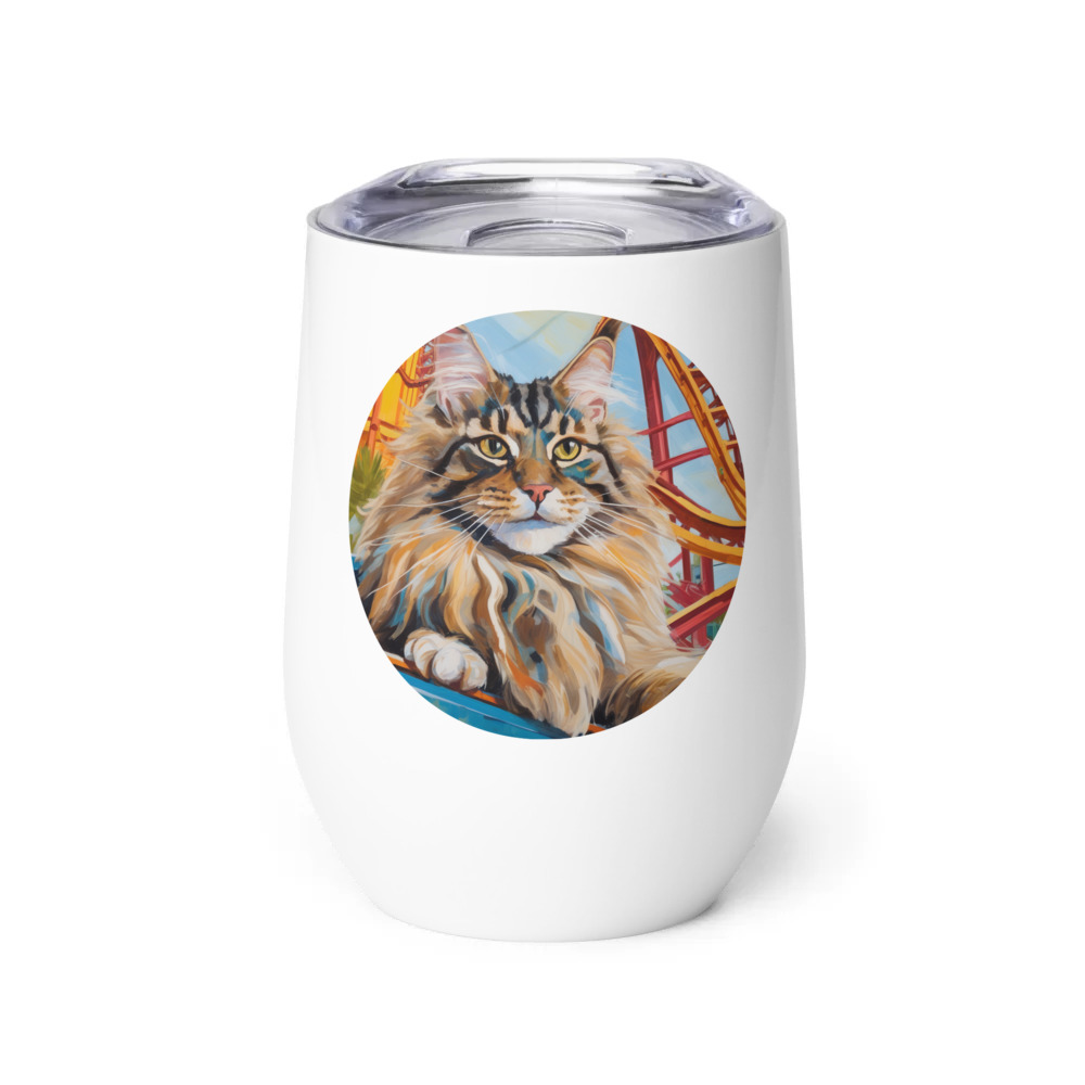 PugMug Custom Tabby Maine Coon Cat Wine Tumbler
