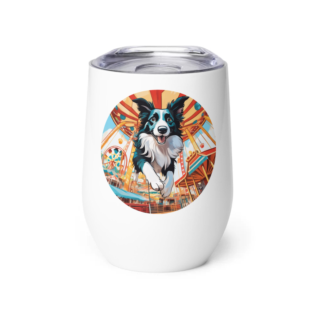 PugMug Custom Border Collie Wine Tumbler