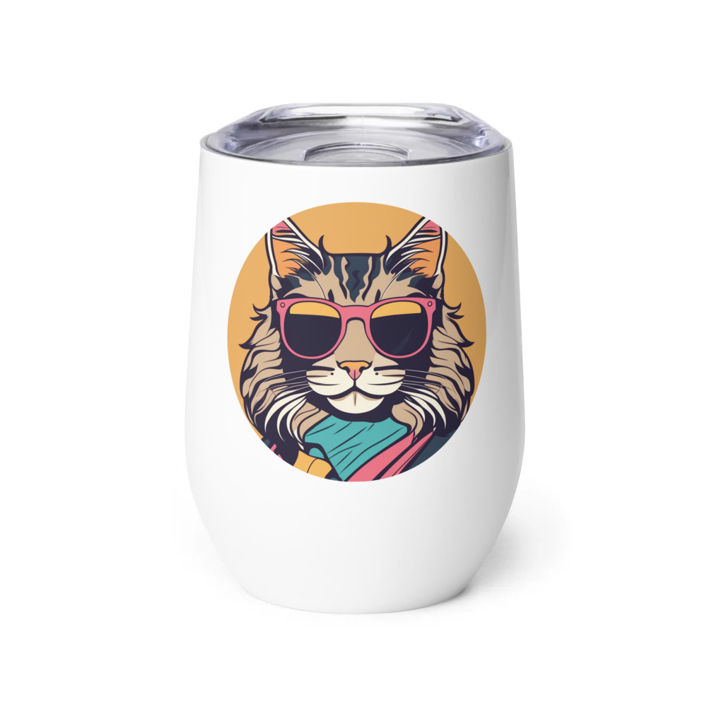 PugMug Custom Tabby Maine Coon Cat Wine Tumbler