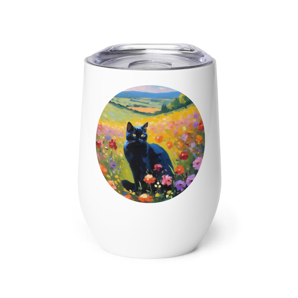 PugMug Custom Black Companion Cat Wine Tumbler