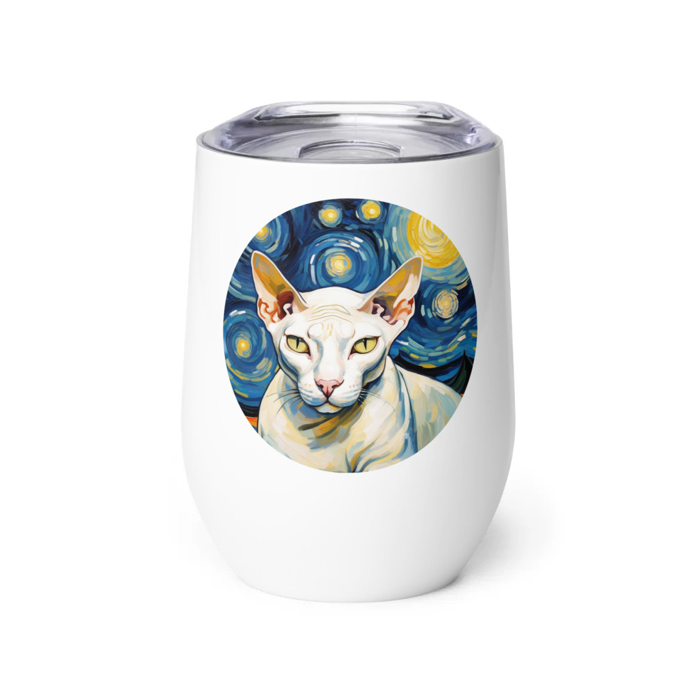 PugMug Custom White Sphynx Cat Wine Tumbler