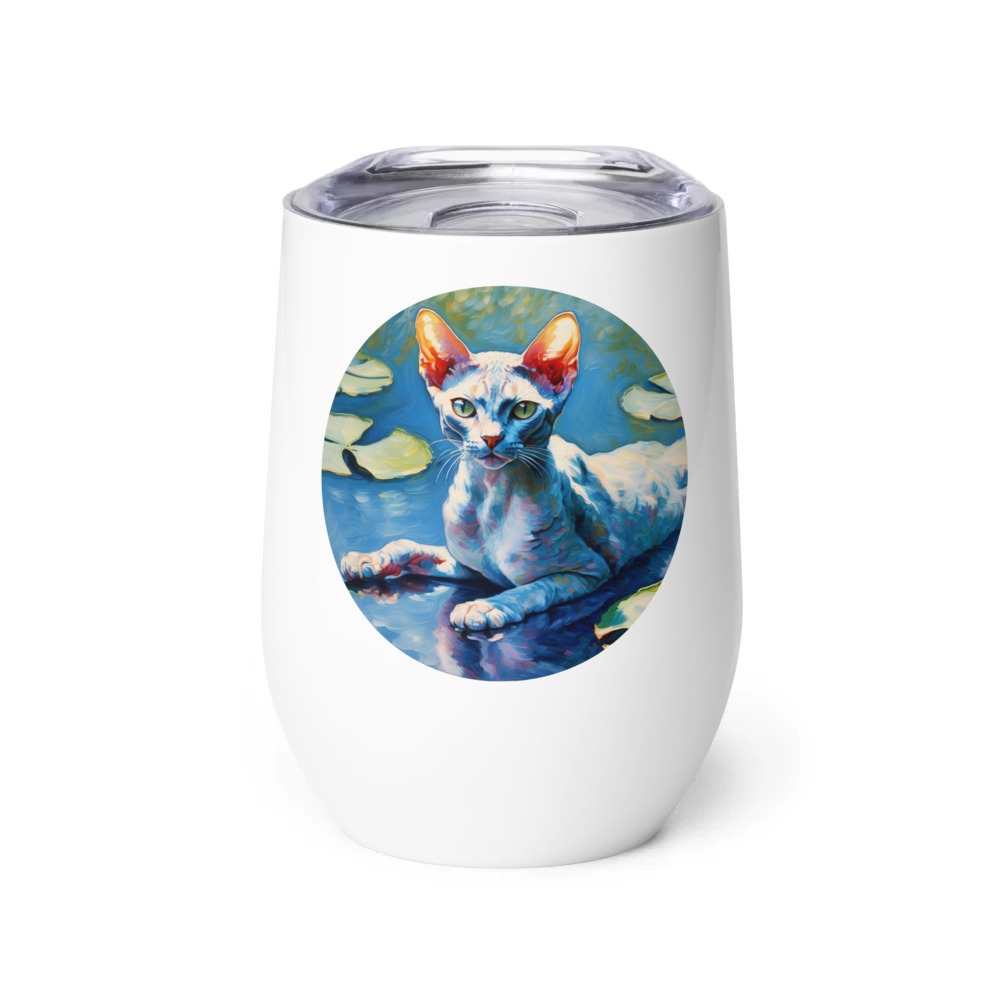 PugMug Custom Tabby Devon Rex Cat Wine Tumbler