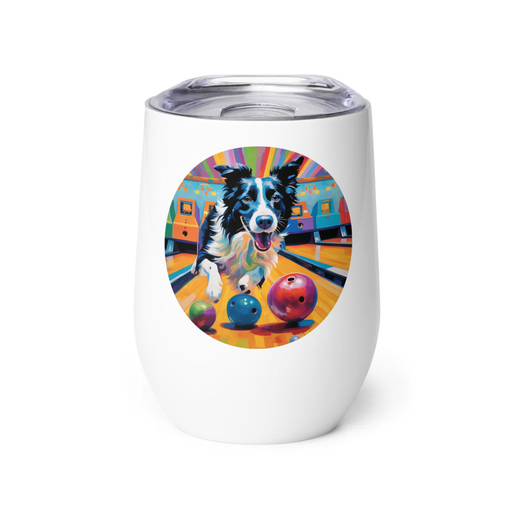PugMug Custom Border Collie Wine Tumbler