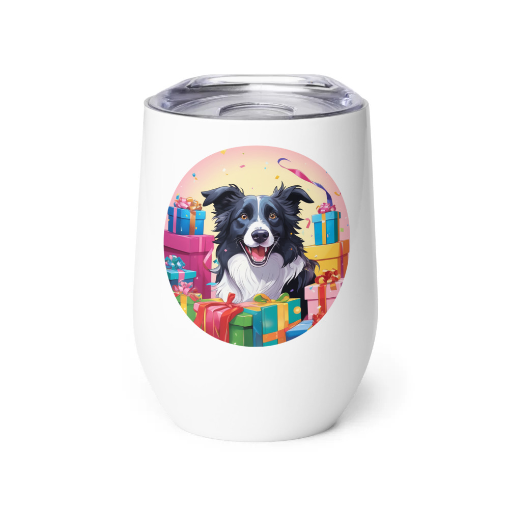 PugMug Custom Border Collie Wine Tumbler
