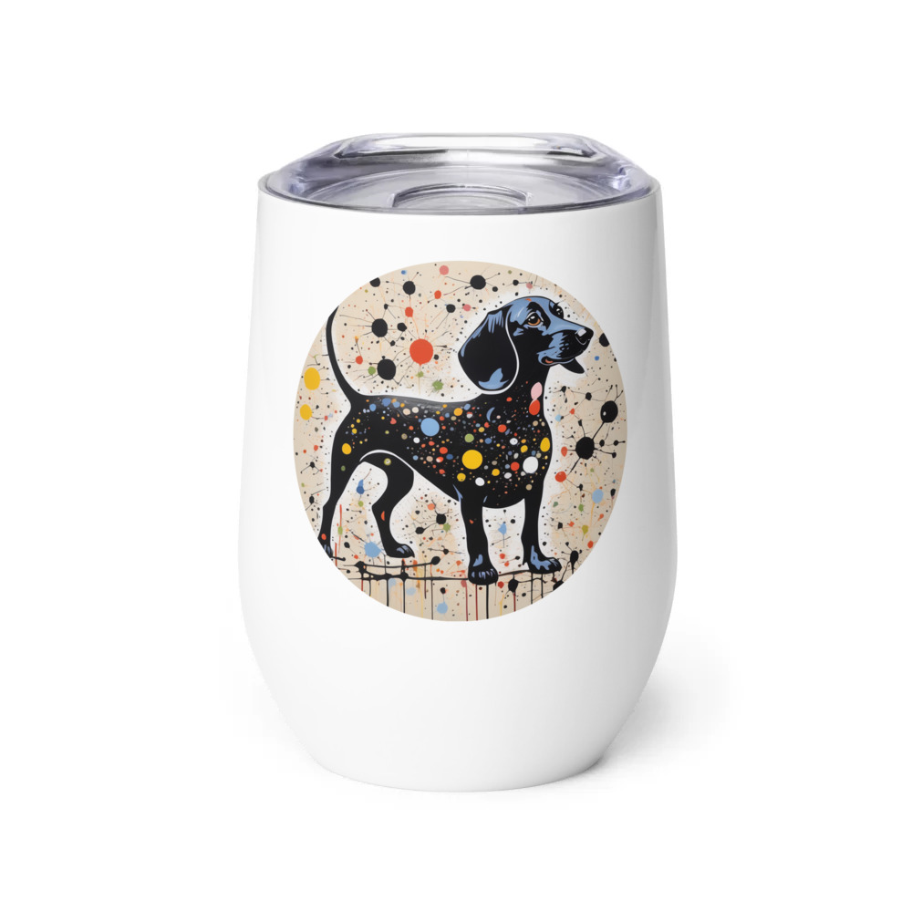 PugMug Custom Black Dachshund Wine Tumbler