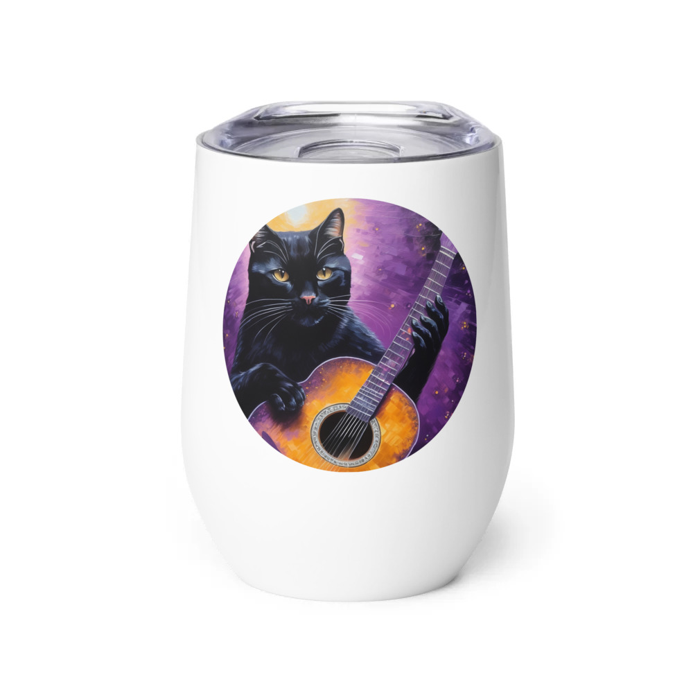 PugMug Custom Black Exotic Cat Wine Tumbler