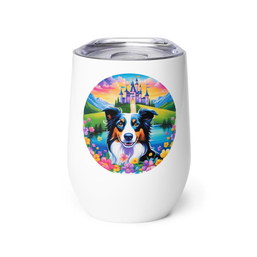 PugMug Custom Border Collie Wine Tumbler