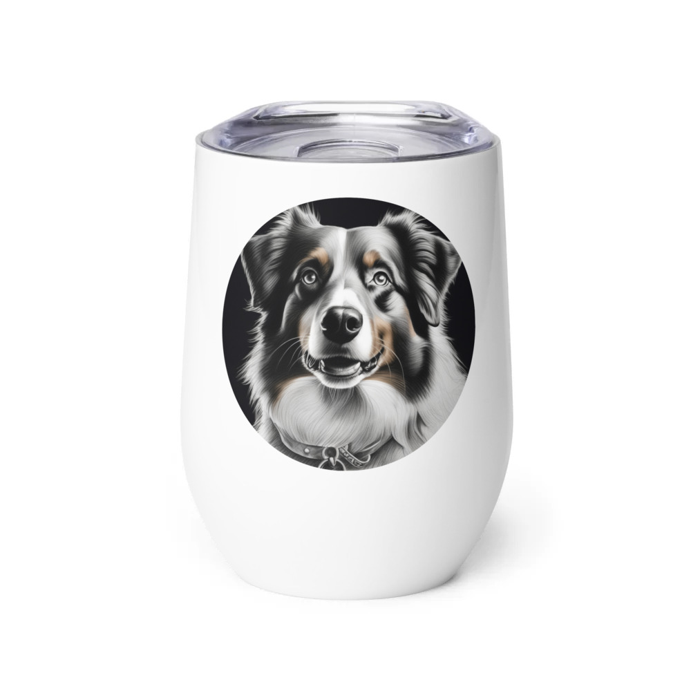 PugMug Custom Australian Shepherd Dog Wine Tumbler