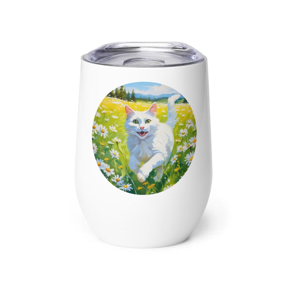 PugMug Custom White Companion Cat Wine Tumbler