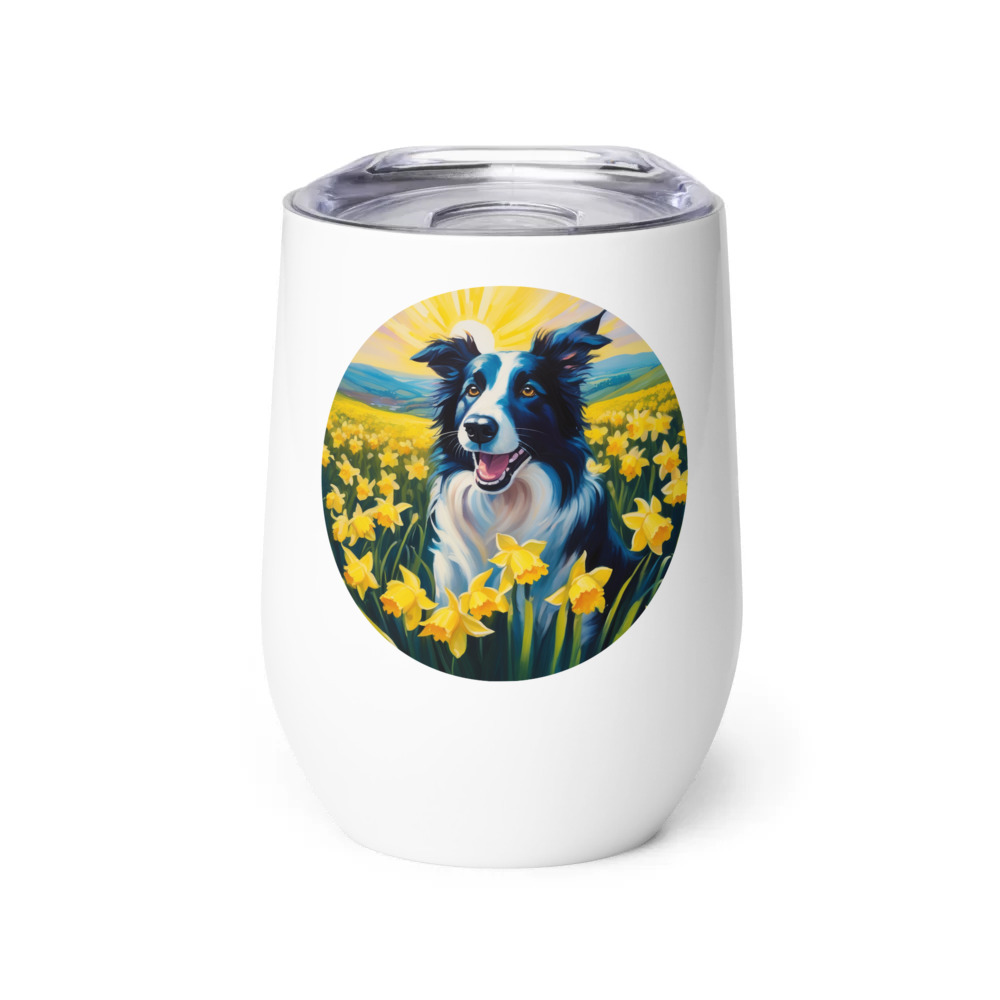 PugMug Custom Border Collie Wine Tumbler