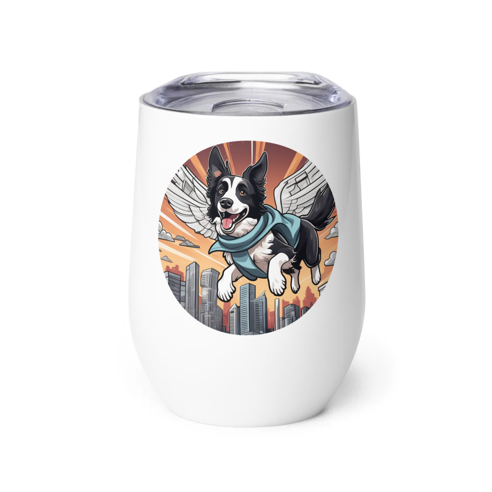 PugMug Custom Border Collie Wine Tumbler