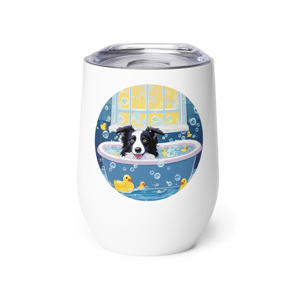 PugMug Custom Border Collie Wine Tumbler