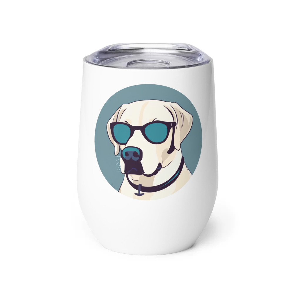 PugMug Custom White Labrador Retriever Wine Tumbler
