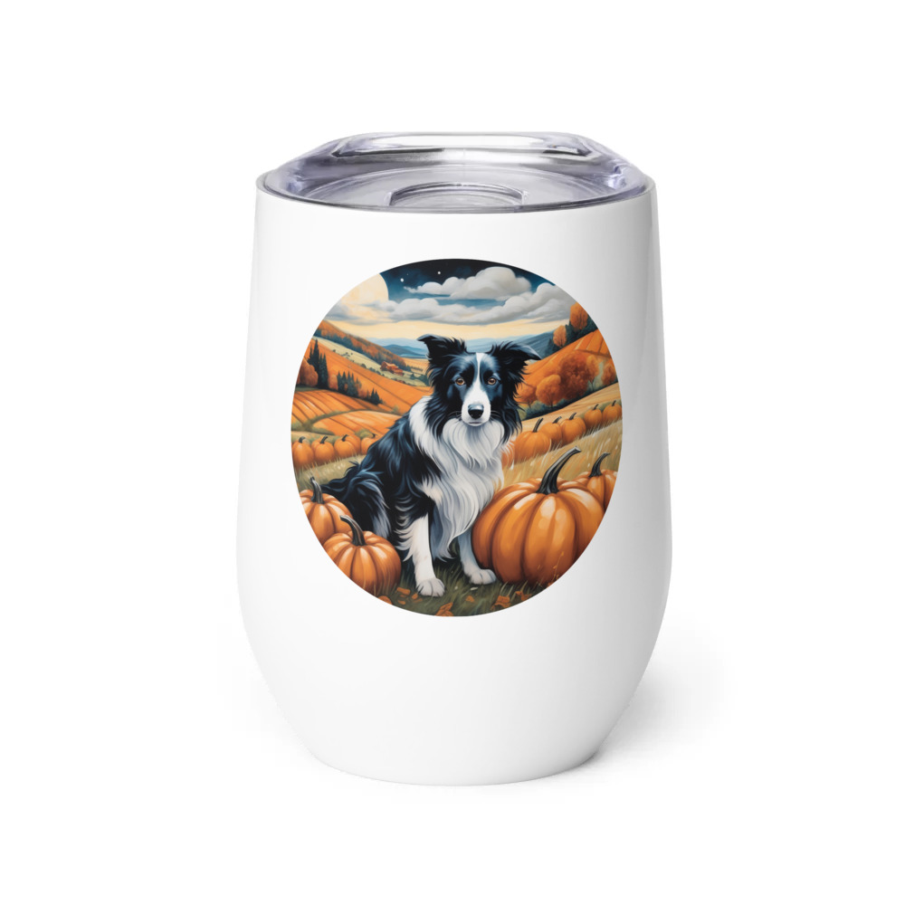 PugMug Custom Border Collie Wine Tumbler