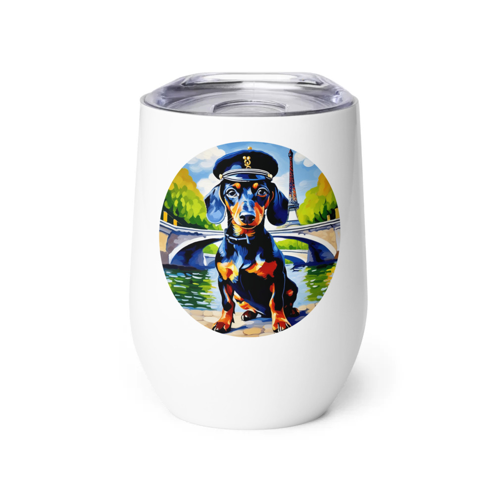 PugMug Custom Black Dachshund Wine Tumbler
