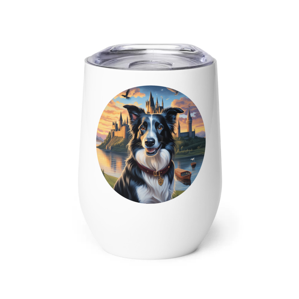 PugMug Custom Border Collie Wine Tumbler